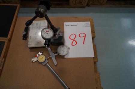 Magnets måleursholder 2 pcs dial gauges + caliper etc.