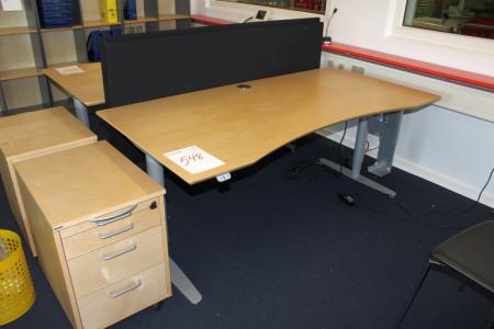 Electric height adjustable table 180 x 90cm + drawer segment.