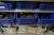 Steel Shelving with assortment boxes of content width 605 cm height 194 cm