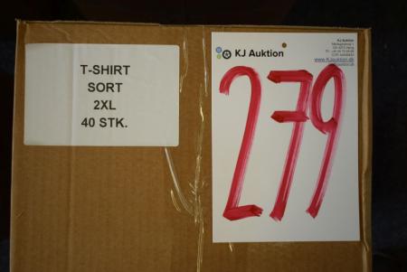 Firmatøj ohne Druck ungenutzt: 40 Stück. Rundhals-T-Shirt, schwarze, geriffelte Hals, 100% Baumwolle. 2 XL
