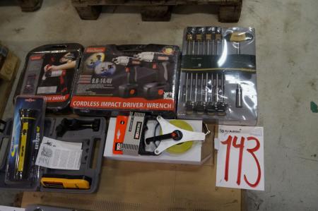Cordless screwdriver, cordless impact wrench + driver with more.