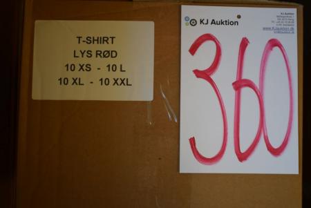 Firmatøj without pressure unused: 40 pcs. Round neck T-shirt, BRIGHT RED, 100% cotton. 20 L - 20 XL