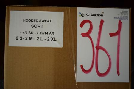 Firmatøj uden tryk ubrugt: 11 stk. Hooded sweat , SORT , 1  4/6 år - 2  12/12 år - 2 S - 2 M - 2 L - 2 XL