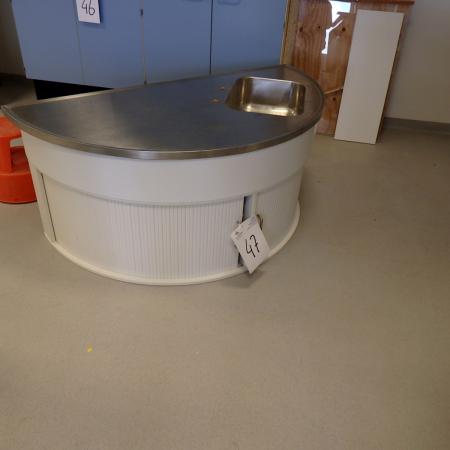 Closed Box fits double tables R 75 cm. with stainless steel sink and faucet bridge slightly used