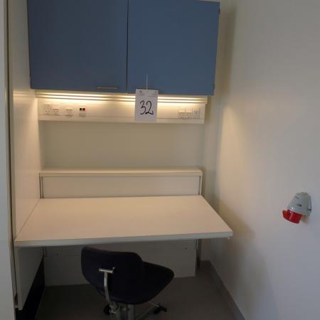 Laboratory bench, cabinets, light switches with light fitting L: 150 H: 212 D: 82 