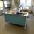 Double laboratory table with sink, table top in high pressure laminate with filing cabinets and base cabinets, electrical panel with lighting, gas valves L: 303 H: 150 B: 150 partially disassembled