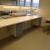 Double work tables with HPL plate cabinets / drawer cabinets stainless sink with bridge armartur, El panel with light armartur gas valves L: 222 H: 90 B: 150 cm.