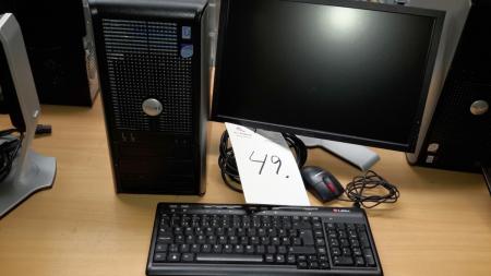 DELL PC with supply cable, monitor, keyboard and mouse.