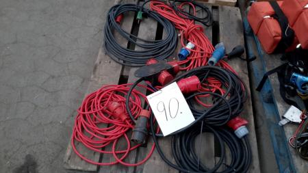 Pallet with extension cables 230V and 400V.
