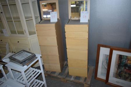 Dresser w. 6 Schubladen, Spiegel, L 40 X D 46 x H 120 cm
