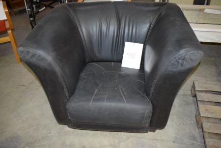 Armchair, black leather. used
