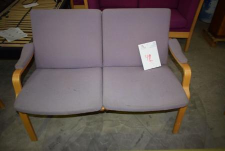 2 pers. Sofa, light purple. worn