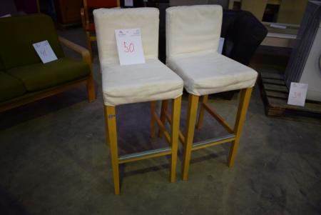2 pcs. bar stools, off-white substance. worn