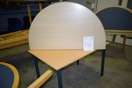 1 Stck. halbrunden Tisch, 120 x 90 cm + Tisch 118 x 80 cm
