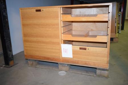 2 pcs. filing cabinets m. drawers and sliding doors, L 120 x W 46 x H75 cm