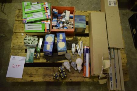Pallet with div. Electric light bulbs, fluorescent tubes, etc.