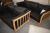 3 + 2 pers. Leather sofas, black / beech