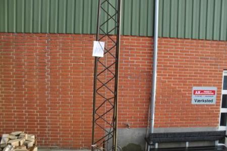Site Lighting, lattice mast m powerful Concrete base, with lamp, about 8.5 m high