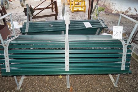 2 pcs outdoor benches in green width 194 cm