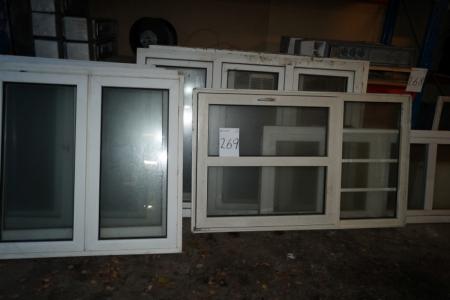 Parti plastic windows 4 pcs side hung width 121,5 height 119.5 cm 2 pcs three-light 181 cm width 129.5 height and more.