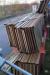 2 pallets with steel bookcase 203 cm height + pallet with steel shelves