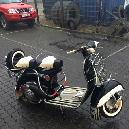 Motorcycle Vespa 150 cc year 1966 earlier reg nr HJ 17,013th ignition was broken up and the engine cover is stolen. No keys. Sold without warranty of any kind. License plates follows NOT to!