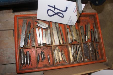 Tray with various turning tools, toolbits