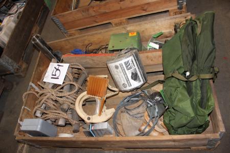 Pallet with rope ladder, life jackets, etc.
