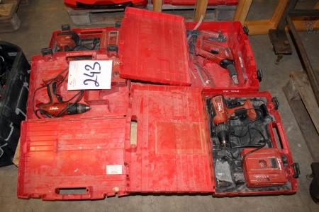 Pallet with Hilti screwdrivers + 1 battery + charger