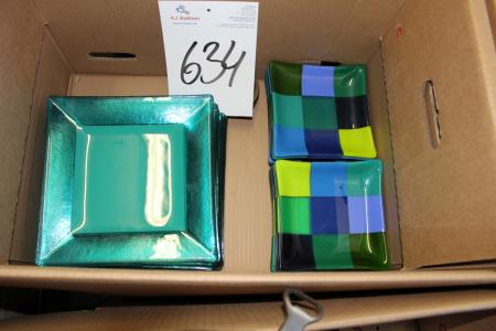 Box with colored glass plates about 30 pcs.