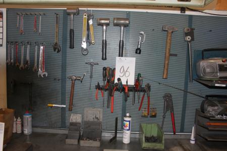 Tool board containing various hand tools