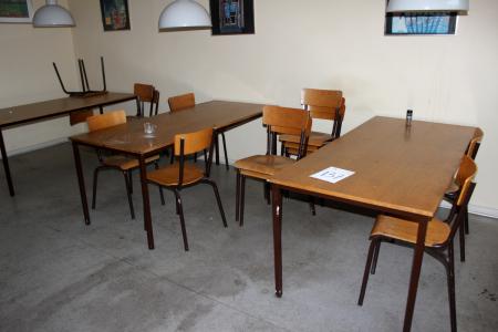 4 Kantine Tische mit 14 Stühlen