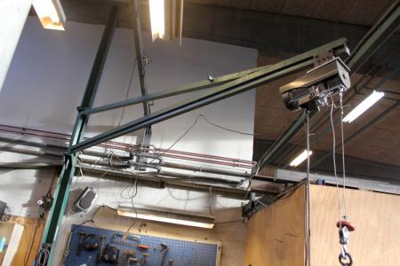 Pillar jib crane with winch installed, dismantled and removed for electricity