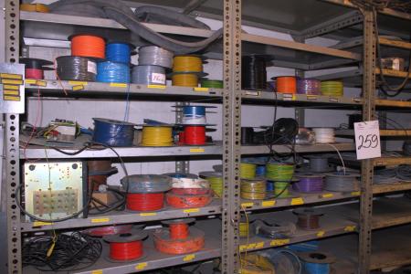 4 subjects steel bookcase containing various cable and fluorescent lamps, etc.