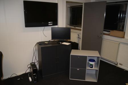 1 piece. Tv, 2 pcs. Cabinets with content, 1. Computer with monitor