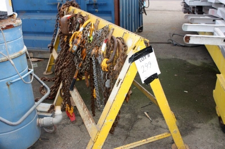 Lifting equipment stand including chains, hooks and more