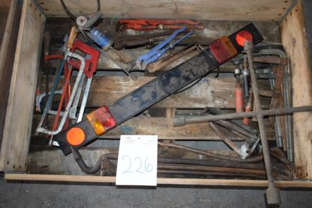 Pallet with div. Tools, crowbars, saws, etc.