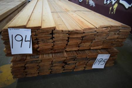 Klinkbeklædning sibirisk lærketræ 22 x 120 mm . 100 stk på 600 cm