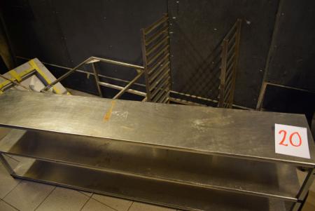 Rack for baking plates 50 cm width and frame 65x65 cm + Stainless bench 200x35 cm