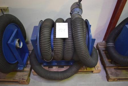 Hose reel for exhaust extraction boxes