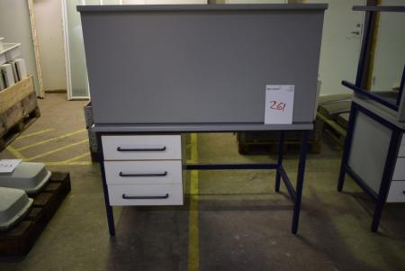 Desk m. 3 drawers. The drawers can be moved, 60 x 120 cm + desk without drawers, 60 x 120 cm