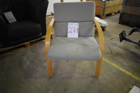 Armchair, gray fabric, beech frame