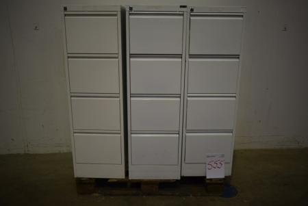 3 pieces. steel file cabinets with 4 drawers, W 40 x D 32 x H 130 cm