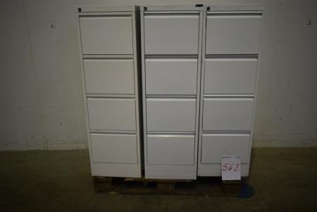 3 pieces. steel file cabinets with 4 drawers, W 40 x D 32 x H 130 cm