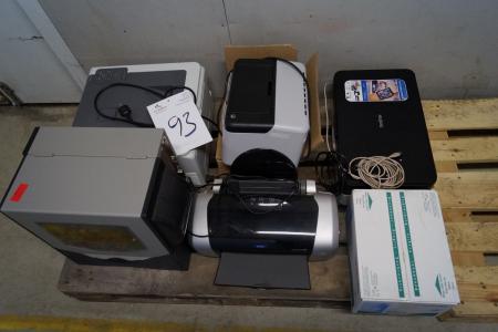 Diverse printere, labelprinter og makulator mv.