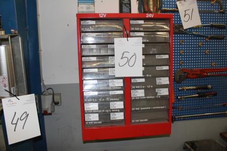 Range Shelf containing auto bulbs 12 and 24 volts