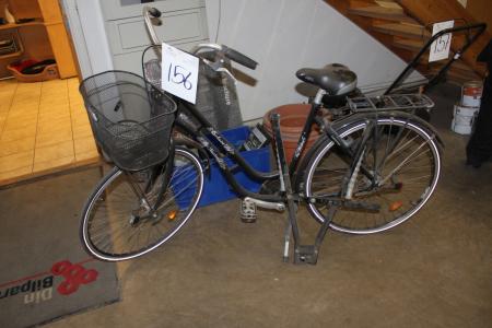 Damecykel og cykelstativ til bil 