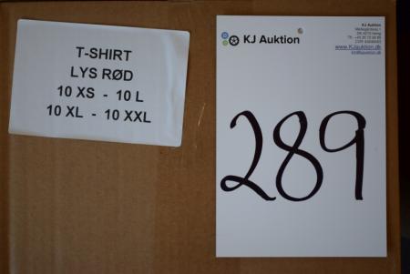 Firmatøj uden tryk ubrugt: 40 stk. rundhalset T-shirt, LYS RØD ,  100% bomuld .  20 L - 20 XL