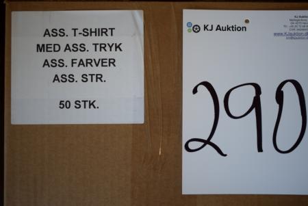 Firmatøj MED tryk ubrugt : 50 stk T-shirt , ass. Tryk , ass. str.og ass. Farver