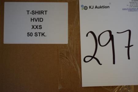 Firmatøj uden tryk ubrugt:  50 stk T-shirt , HVID , 100% bomuld , XXS